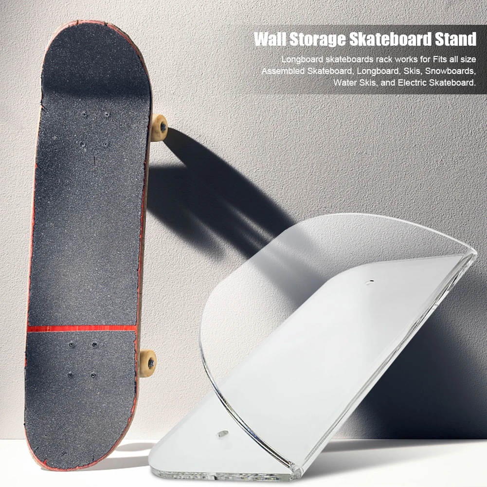 Longboard Skateboards Wall Mount Invisible Clear Wall Hanger Display Rack for Storing Your Skateboard or Longboard Skate