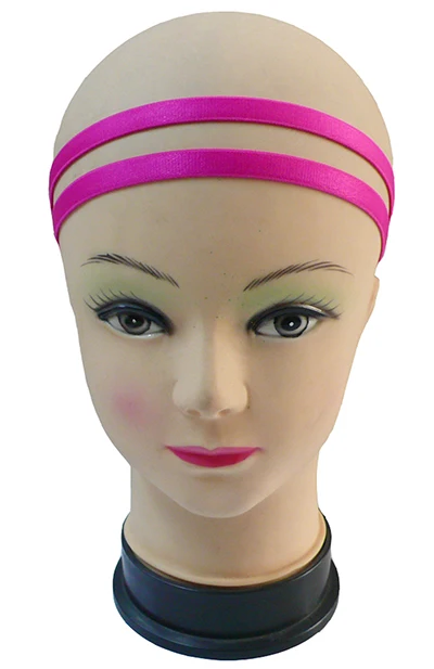 Hot Pink 1 шт. в продаже, двойная эластичная повязка на голову, Софтбол, Противоскользящие силиконовые резинки для волос, повязка на голову, резинка для волос - Цвет: Hot Pink