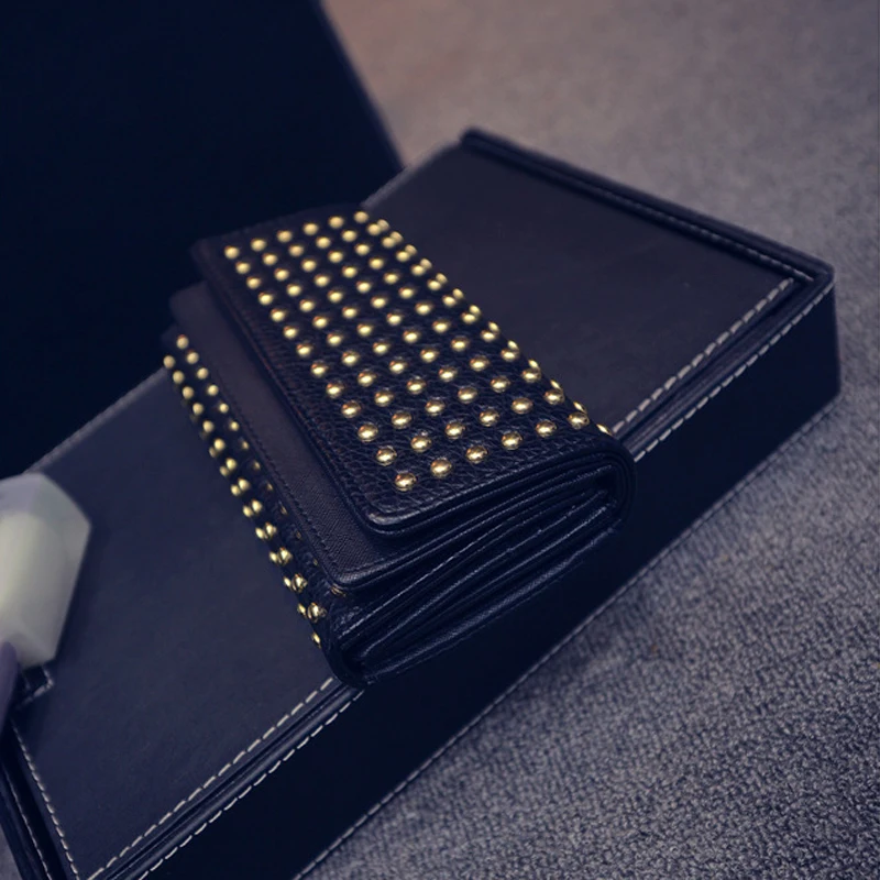 Женский Длинный кошелек из искусственной кожи с заклепками YA-38 лето 2019 | Багаж и