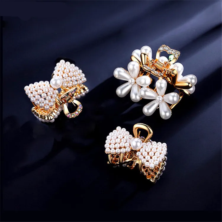 

Fashion Alloy flowers bowknot hair Crab claw clip for girl women pearl Hairpin Jewelry Barrett Headwear hair clips accessorie