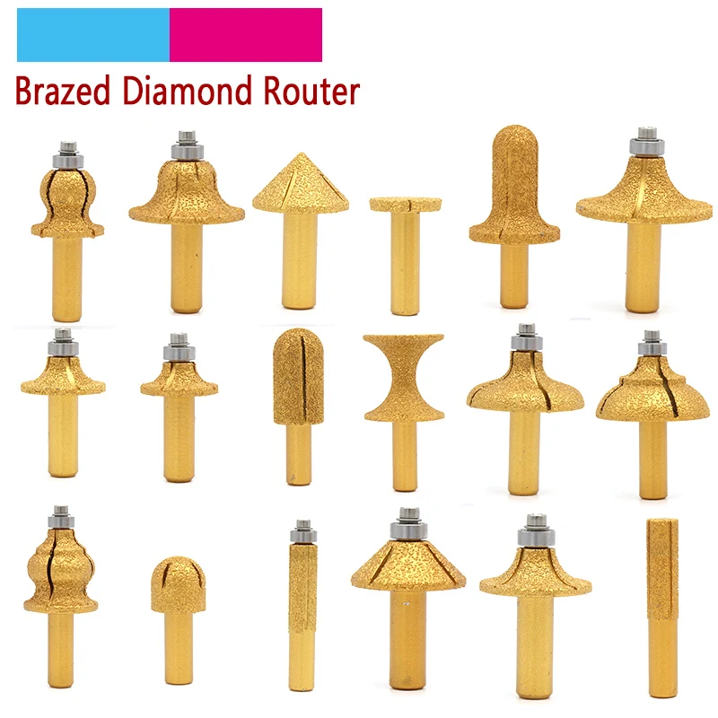 

1pcs 1/2" Shank Vacuum Brazed Diamond Router Bits for Granite Marble Router Cutter Profiling Cutting Stone Edge Engraving Tools