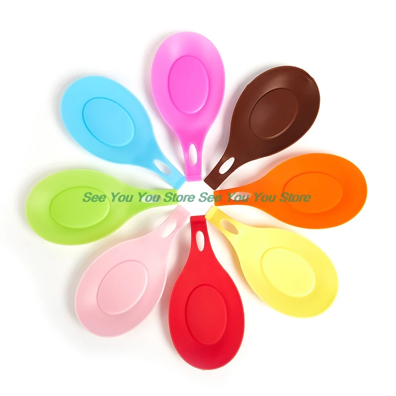 

2PCS Silicone Spoons Spatula Pads Spoon Mats Insulation Mats Rice Spoon Racks