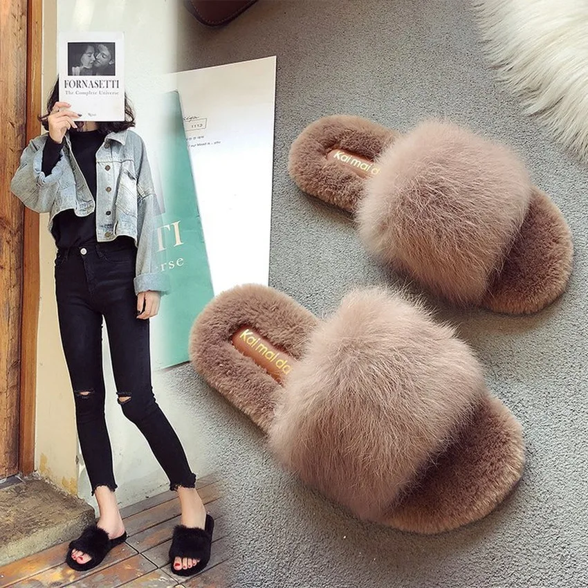 Тапки женские зимние плюшевые мягкие теплые Нескользящие пушистые тапочки для