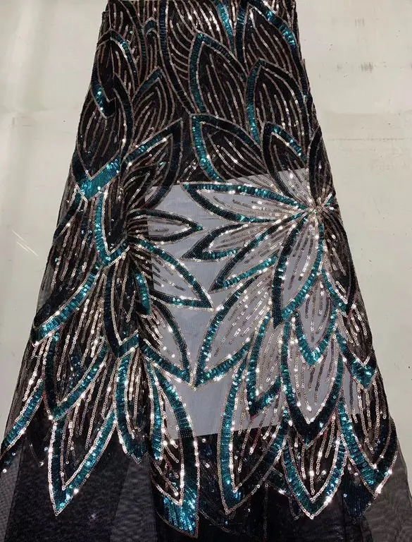 color 12 Популярная французская нигерийская сетка с блестками, африканская Тюлевая сетка, кружевная ткань высокого качества для свадебного платья, 5 ярдов/партия, L-PL101 - Цвет: color 12