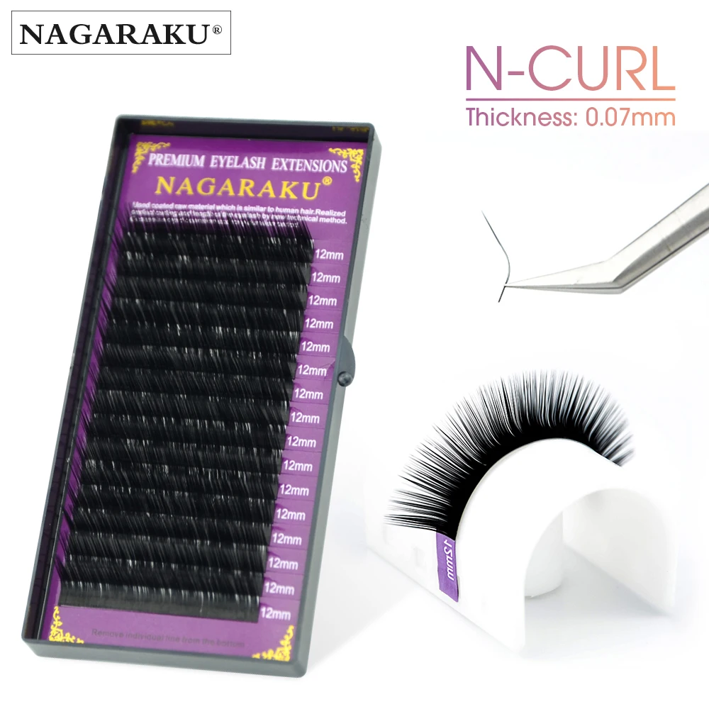 NAGARAKU N curl L curl 20 рядов/лоток 7~ 15 мм микс норковые ресницы для наращивания Индивидуальные ресницы, L ресницы, L накладные ресницы