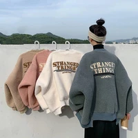 anbenser women zipper hoodies sweatshirts zipper solid simple lambswool loose warm thicken plus velvet sweet korean trendy