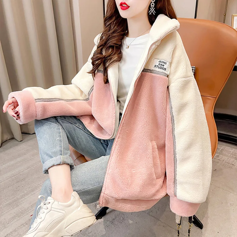 Женское плюшевое пальто из овечьей шерсти новинка 2021 осенне-зимняя модная куртка