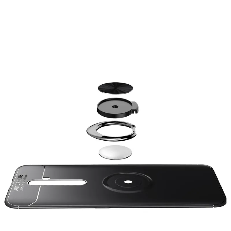 Для Realme X2 Pro Чехол из мягкого ТПУ силикона металлическое кольцо на палец матовая задняя крышка для OPPO Realme X2 чехол противоударный чехол