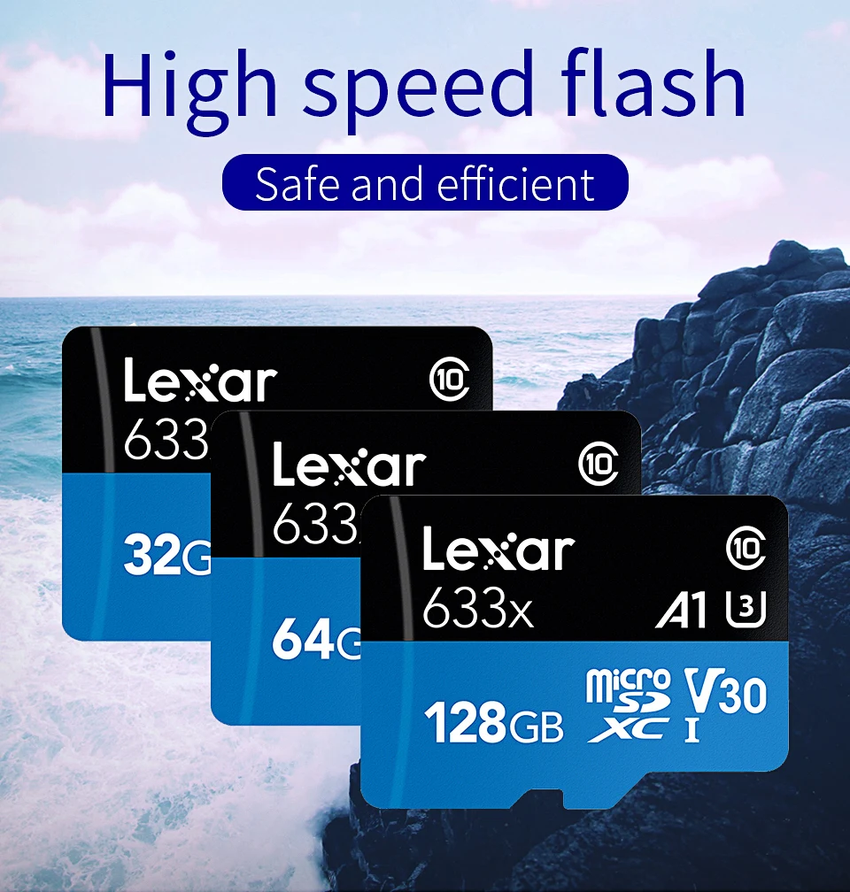 Lexar TF карты 512 ГБ 256 с адаптером селфи-стик Micro SD карты 128 Гб 64 ГБ 32 ГБ оперативной памяти, 16 Гб встроенной памяти, 98 МБ/с. usb флэш-карта памяти, мicro SD class10