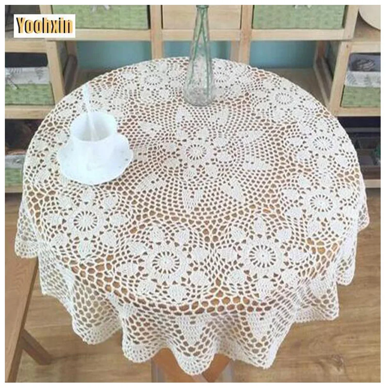 

New Cotton Crochet Handmade Tablecloth Table Cloth Cover Round Lace Christmas Kitchen Mantel Banquet Wedding Decor