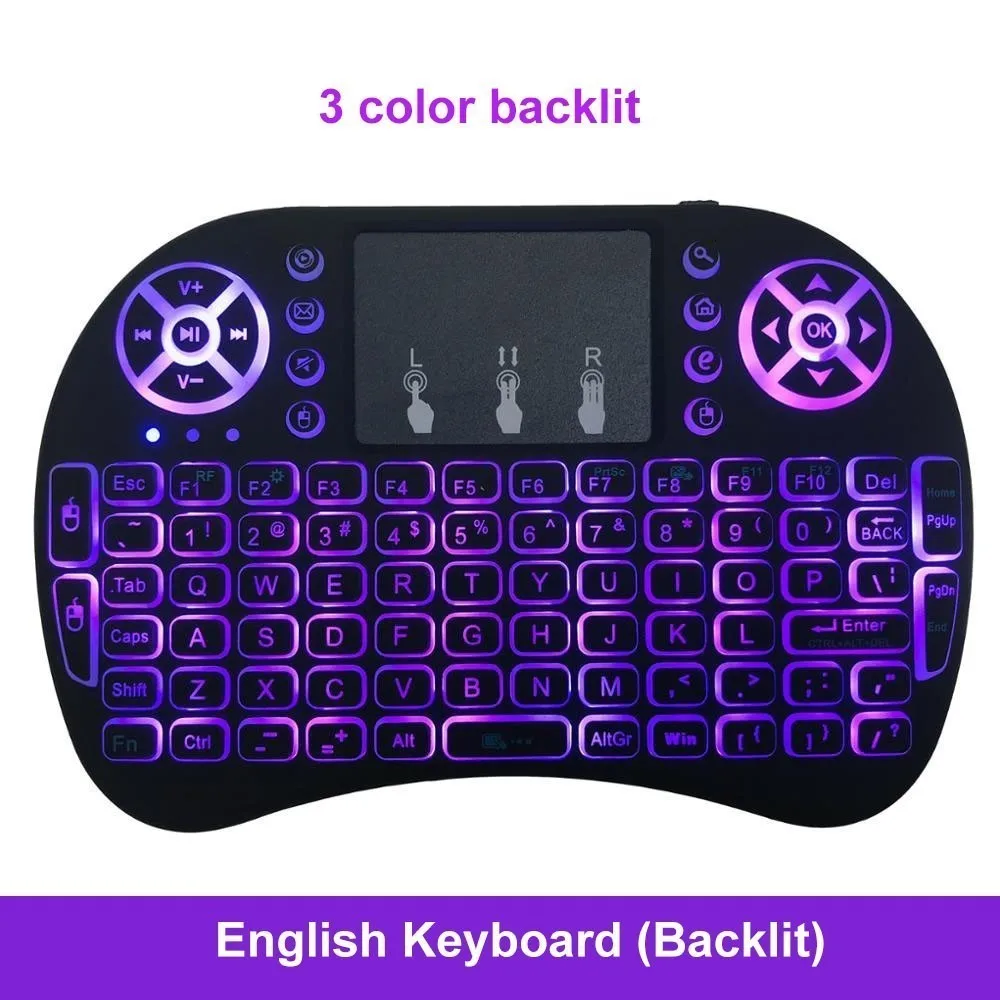 English Backlit SeenDa Mini 2,4G Беспроводная клавиатура сенсорная панель с Цветной подсветкой воздушная мышь русская испанская клавиатура для ноутбука ноутбук ТВ коробка - Цвет: English Backlit