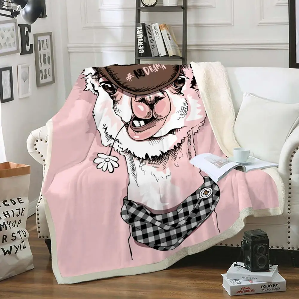 Флисовое одеяло для детей мягкое покрывало с мультяшными животными и альпакой