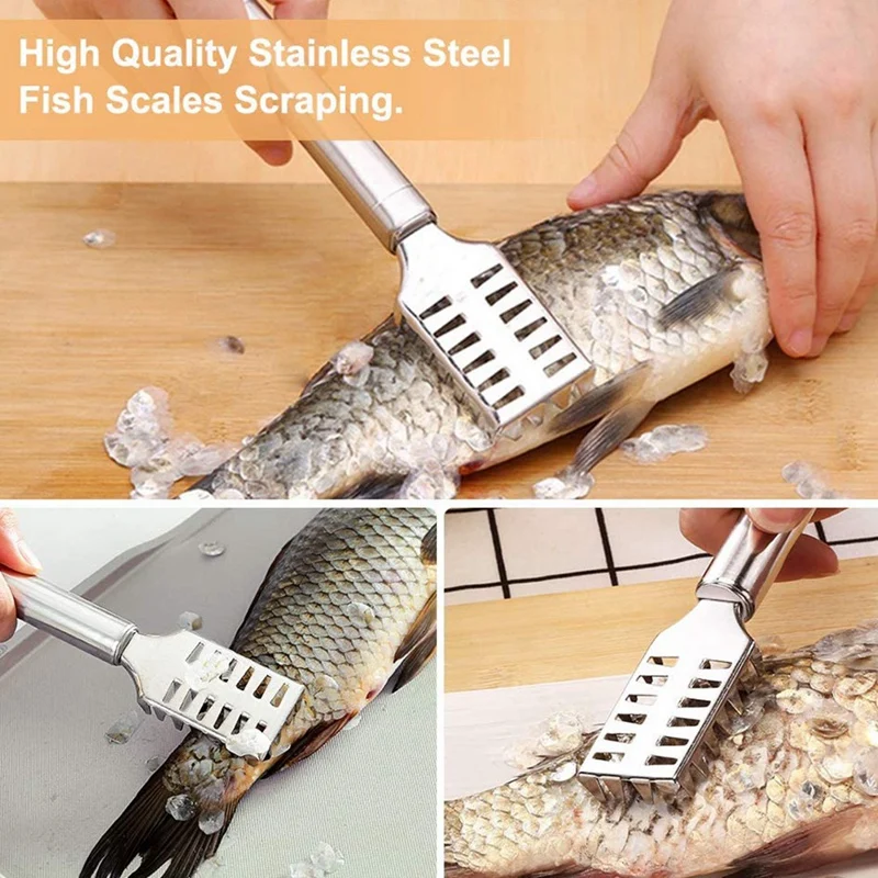 Набор кистей для удаления рыбных скальперов из нержавеющей стали с эргономичной