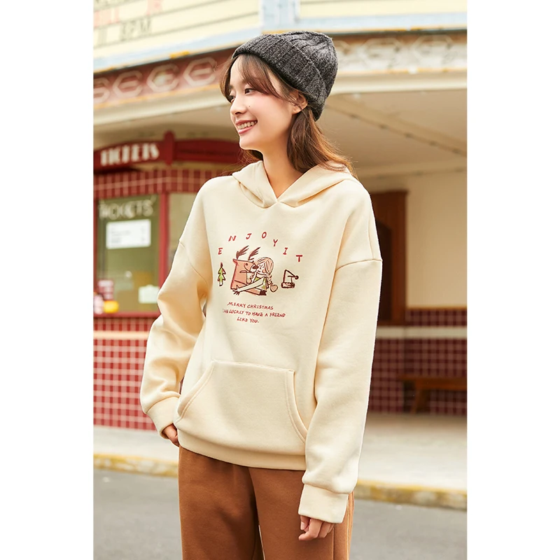 Зимний женский пуловер с капюшоном в винтажном стиле | Женская одежда