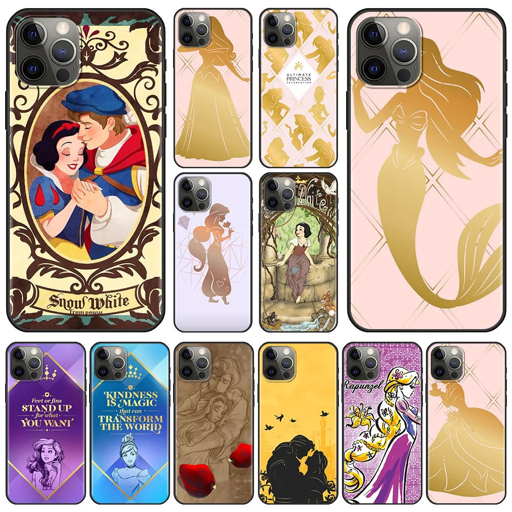 

Disney Princess Case For Apple iPhone 11 Pro Max XS XR X 8 7 6 6S Plus Cover Silicone Fundas Black Capa