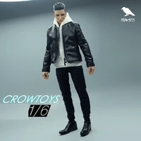 big sales 16th crowntoys trendy for boy handsome leather jacket shirt white hoodie for 12inch doll action collectable