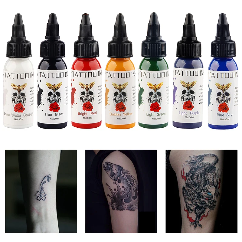 

Professional 7Colors Tattoo Pigment Inks 30ML/Bottle Semi Permanent Tattoo Painting Supply for Body Beauty Tattoo Body Art