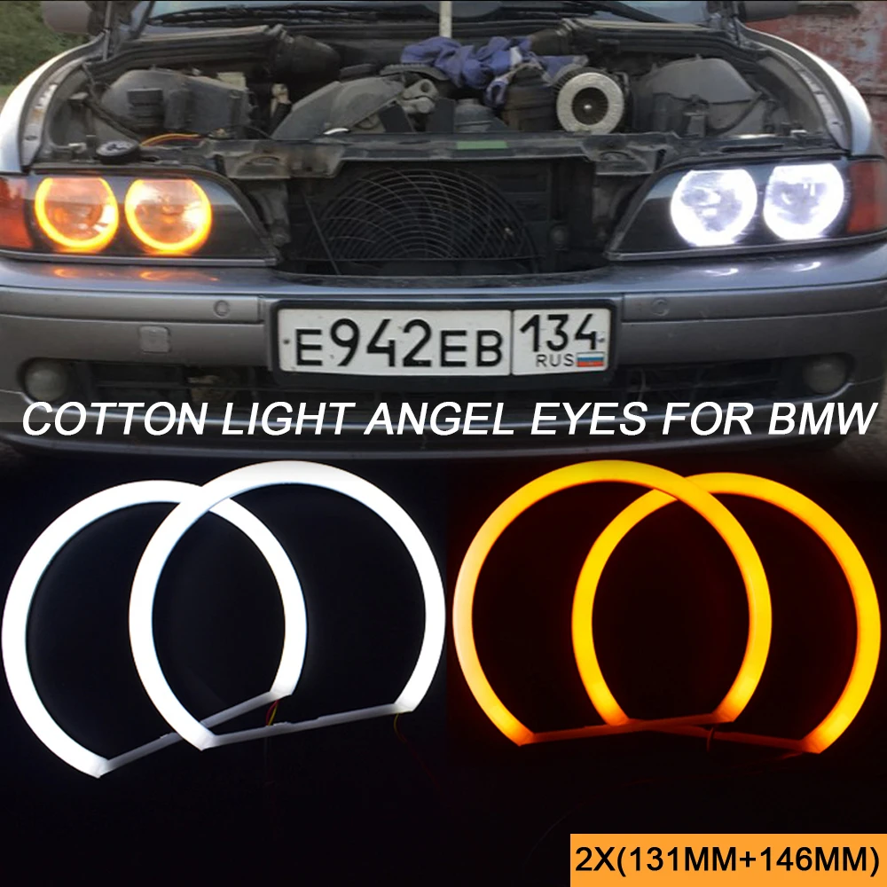 

Для BMW E90 E91 E46 4 Двери Седан без проектора двухцветные белые желтые светодиодные глаза ангела кольцо ореола DRL поворотный сигнал комплекты фа...