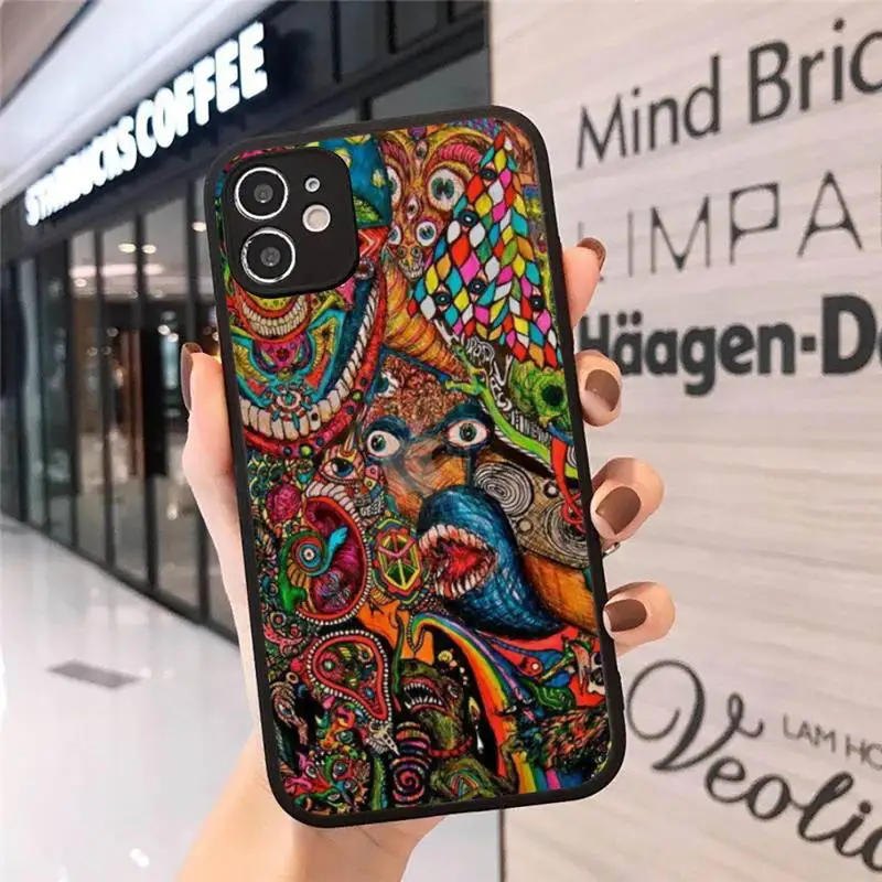 

Psychedelic Trippy Phone Case Matte Transparent for iPhone 7 8 11 12 s mini pro X XS XR MAX Plus cover funda