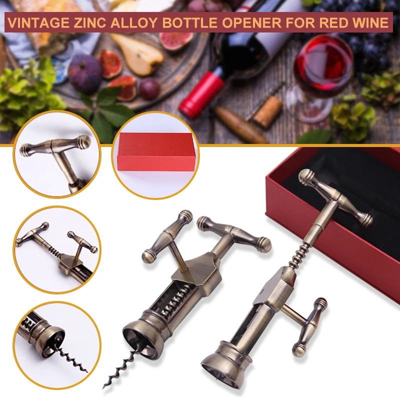 

Retro Wine Bottle Opener Portabe Zinc Alloy Corkscrew Kitchen Tools For Kitchen Bar Accessories Gift Wedding Gifts For Guests