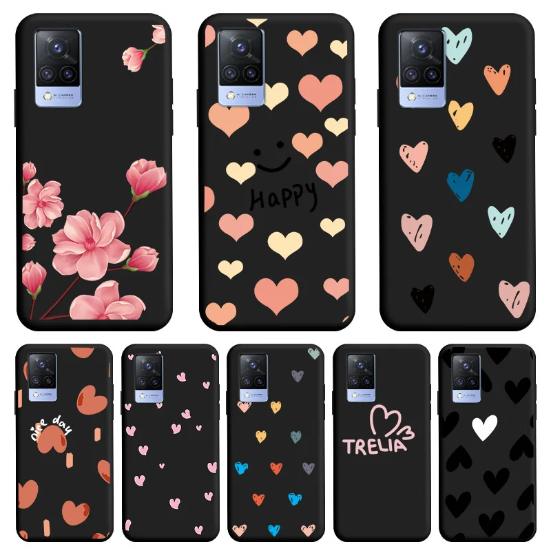

Love Shape TPU Shell Soft Black For VIVO S9 S9E Case Matte Silicone Fundas Personality Trend Shell For VIVO S9 S9E Flower Case