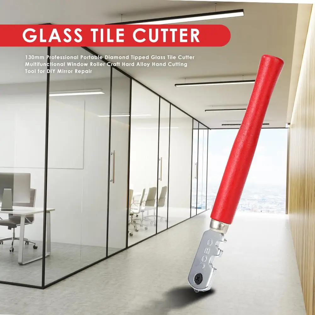 

130mm Portable Diamond Tipped Glass Tile Cutter Professional Sharp Knife Wheel Blade Window Craft Hard Alloy Hand Cutting Tool