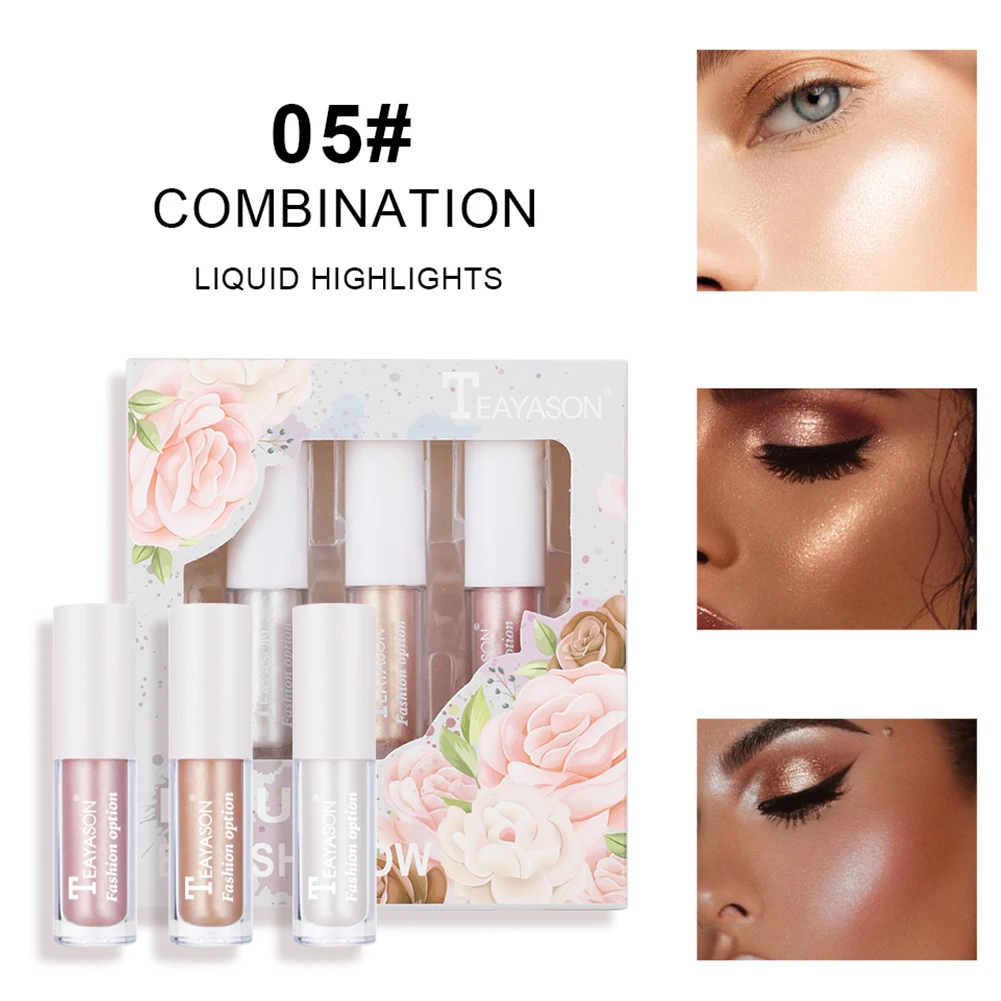 

3Pcs Lip Gloss Oil Lipstick Diamond Clear Lip Gloss Moist Light Lip Gloss Clear Blusher Highlight Set Lip Gloss Kit