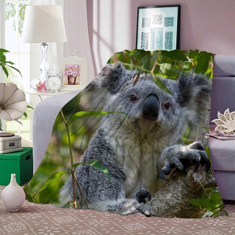 

Australian Koala Bear Flannel Blankets 3D Print Fashion Sofa Travel Youth Bedding Sofa Bedspread for Plush Quilt Student Blanket