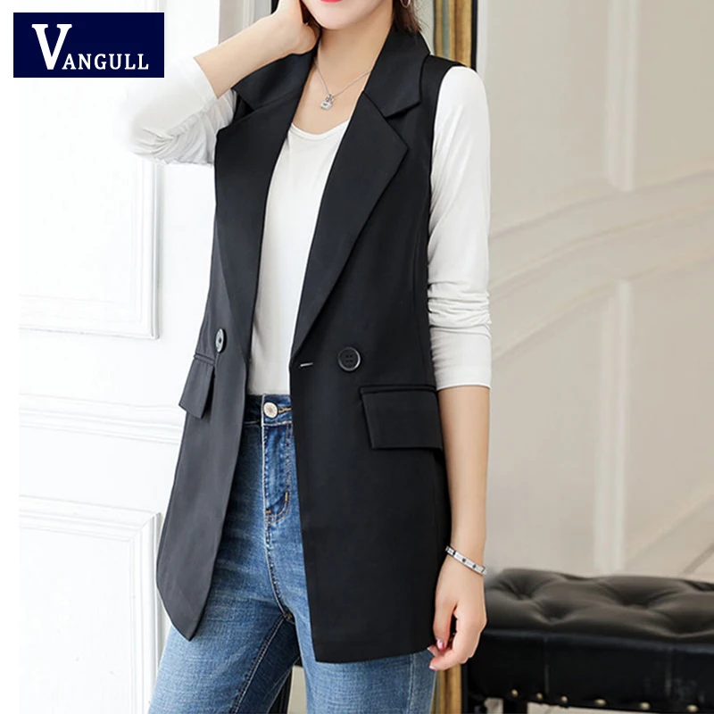 

Vangull Solid Single Button Women Vest Waistcoat Sleeveless Female Casual Black Vest Spring Autumn New High Quality Vests Tops