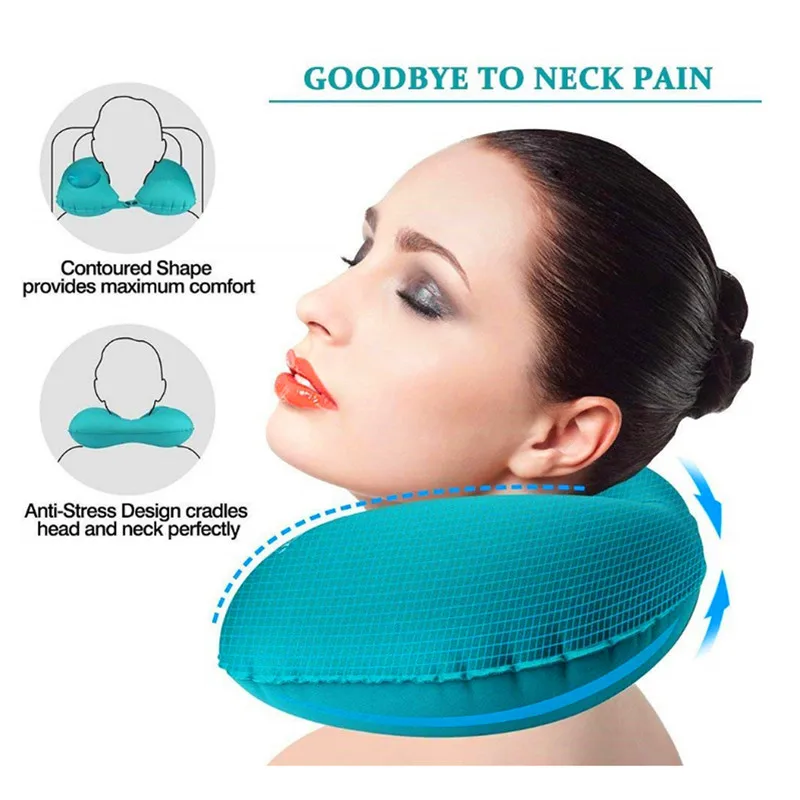 Надувная u-образная идеальная Бархатная подушка для путешествий шеи отдыха офиса