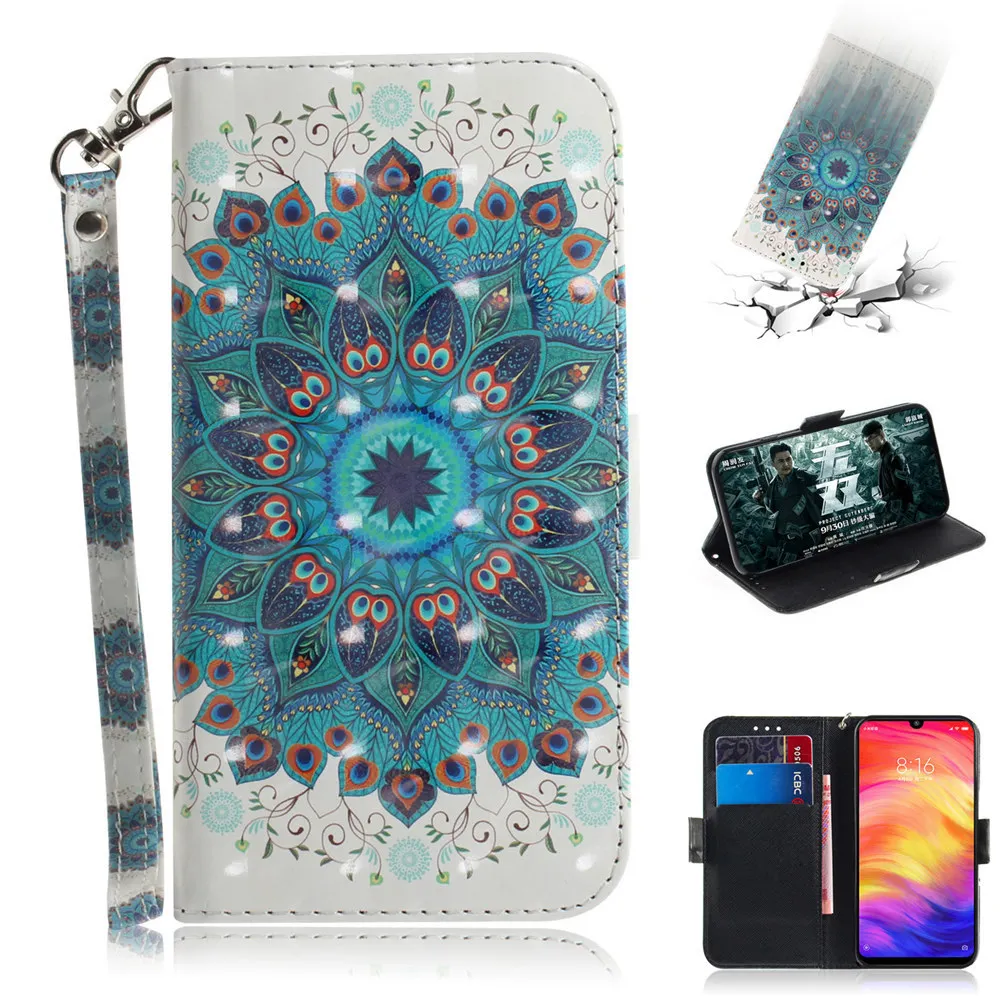Стильный кожаный чехол-книжка с 3D рисунком для Xiaomi mi A3 9T CC9 CC9e Red mi 7 7A Note 7 K20 чехол с ремешком