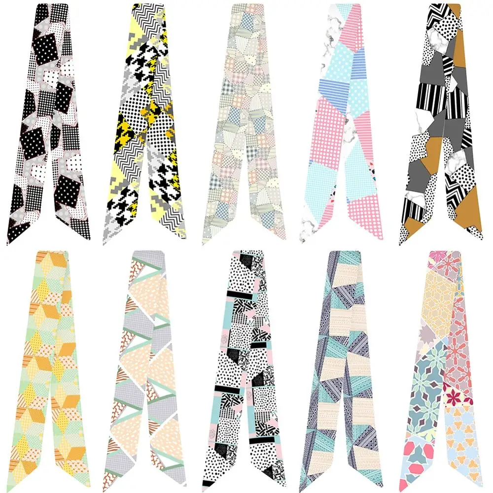 

Сандалии с геометрическим швом шаблон печати различных сумка рукоятка с защитой от перегрузки обруч Для женщин шелковый шарф небольшой шар...