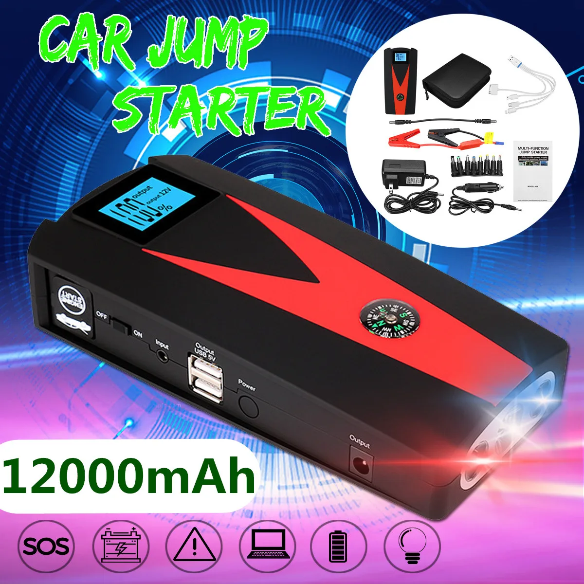 99900 мАч высокой Мощность автомобиль скачок стартер 12V 800A светодиодный Мощность банка для Портативный автомобиля Батарея усилитель Зарядное устройство пусковое устройство