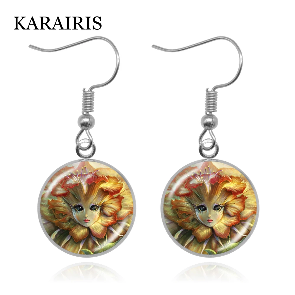 

KARAIRIS Cute Beautiful Flower Fairy Drop Earring Trendy Handmade Glass Dome Lovely Girls Women Fairy Earrings Fashion Jewelry