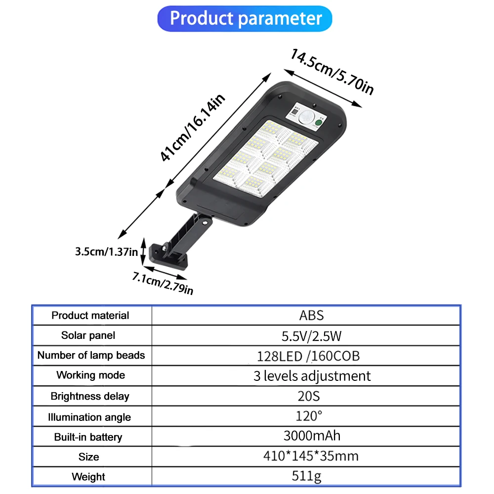 

Solar Led Light Outdoor Sensor Motion Garden Lights Outdoor 3 Modes With Remote Control Solar Sensor For Street Wall Light