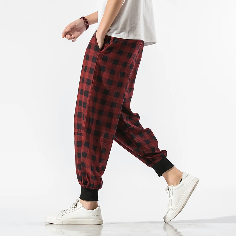 

2020 Summer Men's New Retro Plaid Harlan Linen Casual Capri-Pants