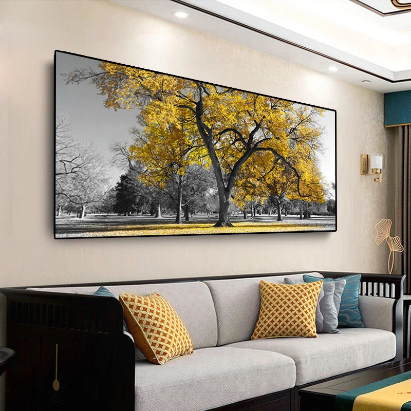 

Art yellow landscape autumn big tree Canvas Art Paintings For Living Room Bedroom Posters And Prints Wall Poster Home Decor