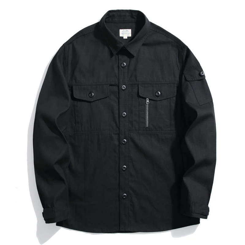 Мужская рубашка в клетку SauceZhan повседневная классическая стиле милитари с