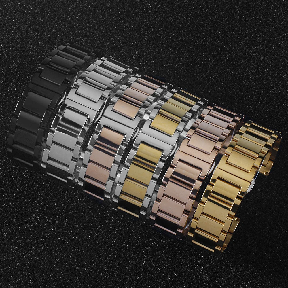Solid 316L Stainless Steel Watchbands Silver 18mm 20mm 21mm 22mm 23mm 24mm Metal Watch Band Strap Wrist Watches Bracelet