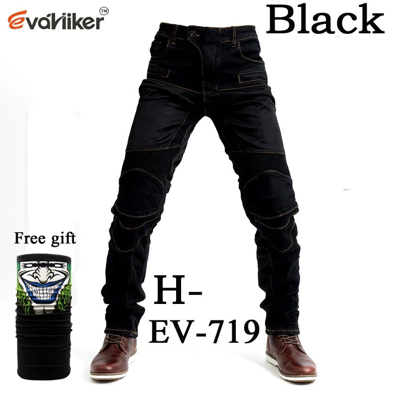 H-EV-719 Black O Новые мотоциклетные брюки мужские мото джинсы Защитное снаряжение для езды на мотоцикле брюки для мотокросса мото брюки - Цвет: H-EV-719 Black O