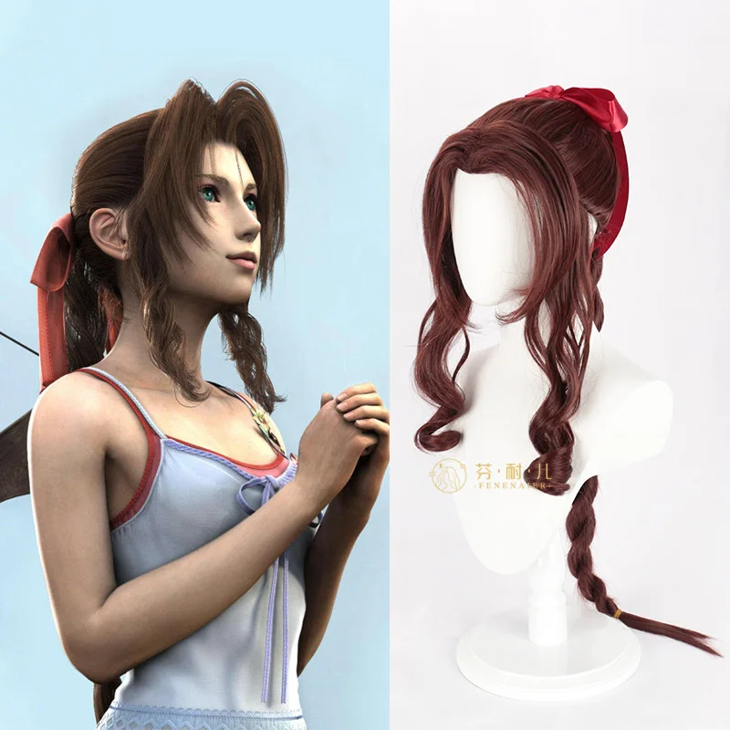 Парик для косплея гейнборд Фэнтези VII Aerith коричневый длинный искусственный парик