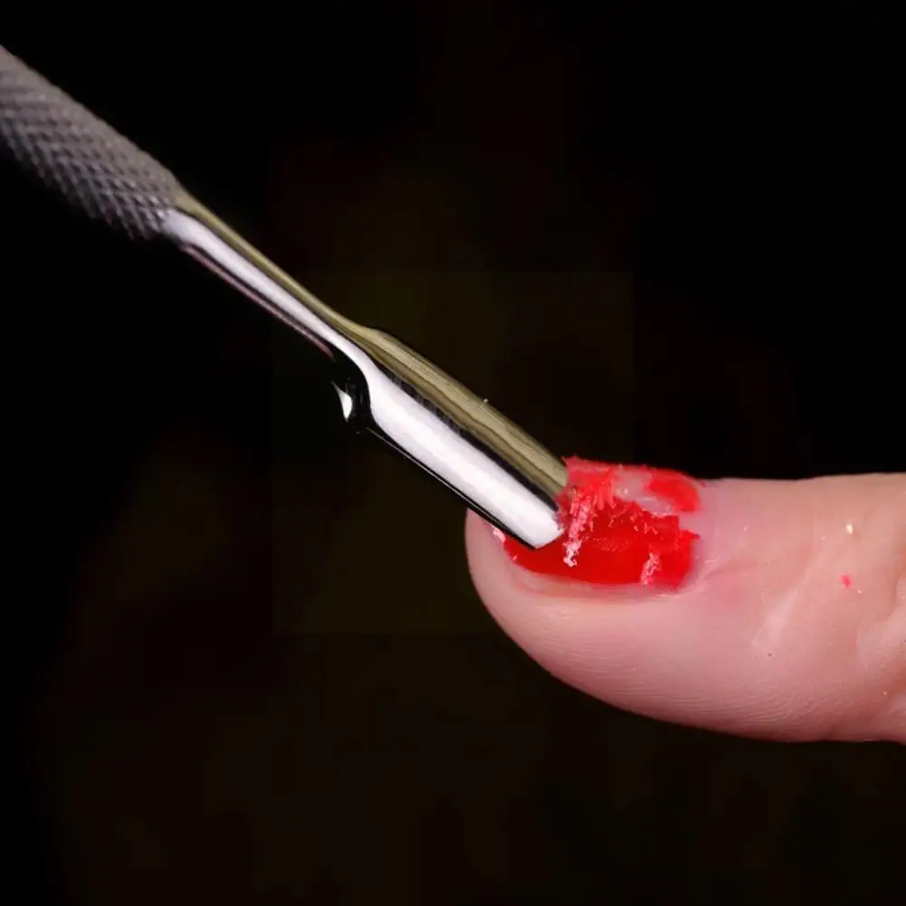 

Charm Steel Cuticle Nail Pusher Scraper Gel Manicure Tool Finger Sided CareDouble Cuticle Dead Nail Push Skin Remover K1R0