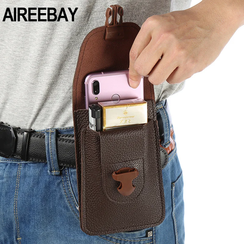 Поясная Сумка AIREEBAY Мужская кожаная водонепроницаемая |