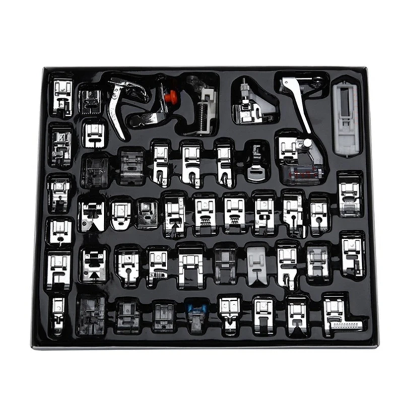 

48Pcs/Set Sewing Machine Presser Foot Press for Brother Singer Kit Braiding Blind Stitch OverLock Zipper Ruler Parts