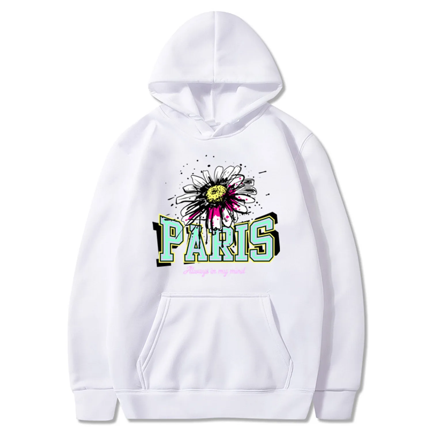 

New autumn and winter hoodie abstract painting chrysanthemum 3D effect printing fashion casual sportswear men's and women's swea