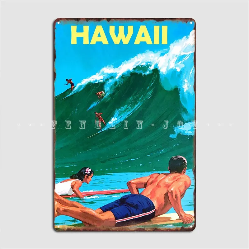 

Hawaii Surf Metal Sign Mural Classic Wall Pub Garage Decoration Tin Sign Posters