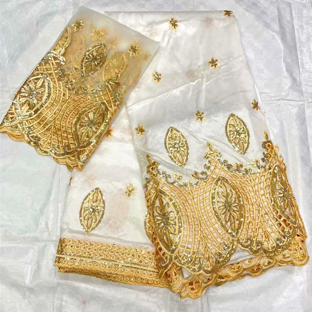 Блестки Африканский Джордж кружево с шелковой тканью нигерийская блузка обертка