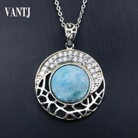 natural larimar pendant sterling 925 silver gemstone 15 5mmfine jewelry for woman lady wedding party gift
