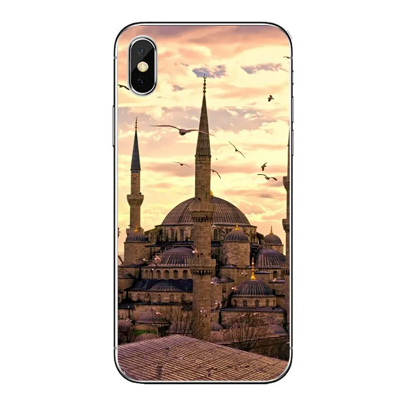 Пастельный вид ночного города Турции. Искусство для iPod Touch iPhone 4 4S 5 5S 5C SE 6 6S 7 8 X XR XS Plus MAX силиконовая обложка.