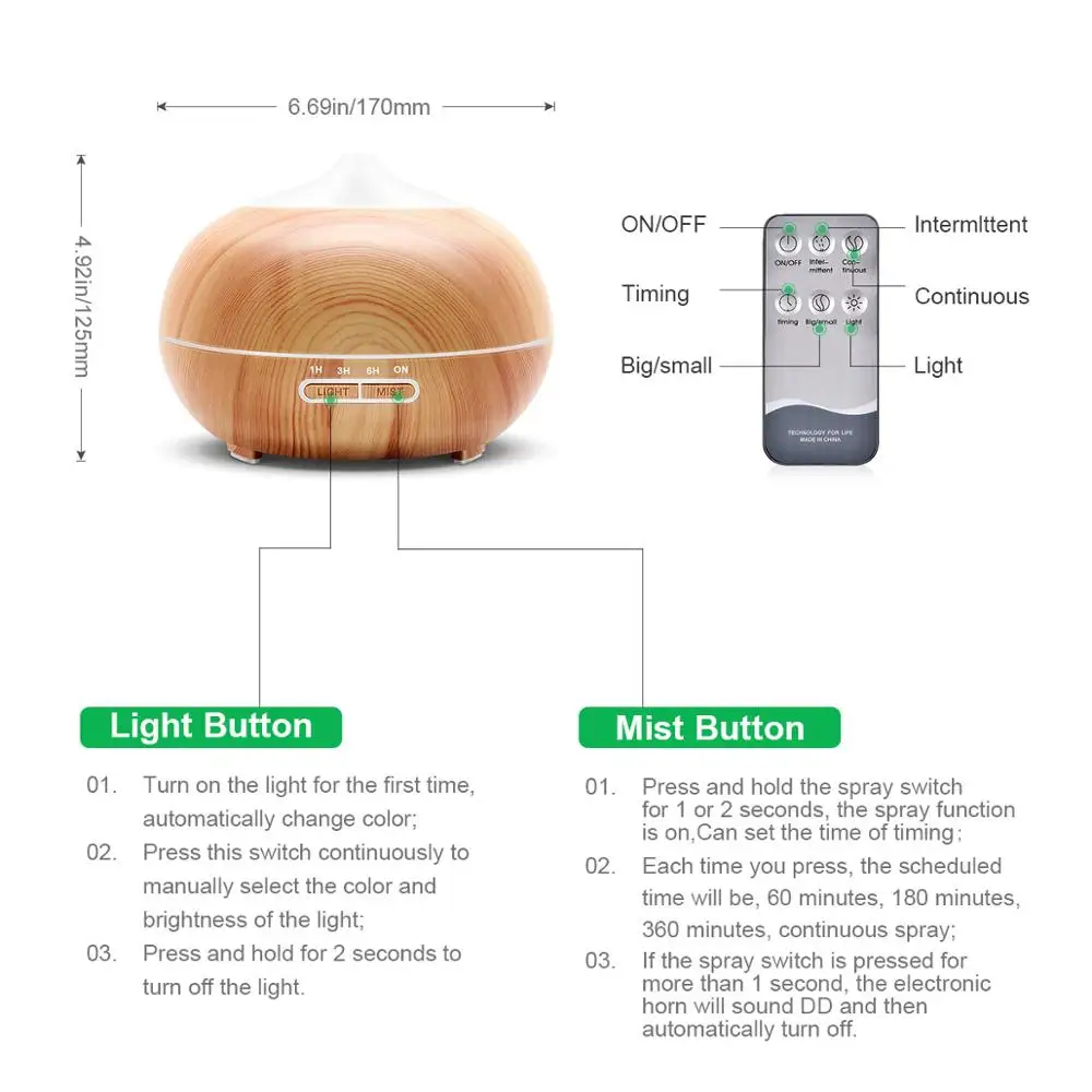 

400ml Aromatherapy Oil diffuser Air Humidifier Remote Control aroma Xiomi Air Humidifier Wood Grain For Office Home